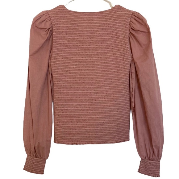 NATION LTD Della Smocked Puff Sleeve Top Kitten Heel Pink - Picture 10 of 12